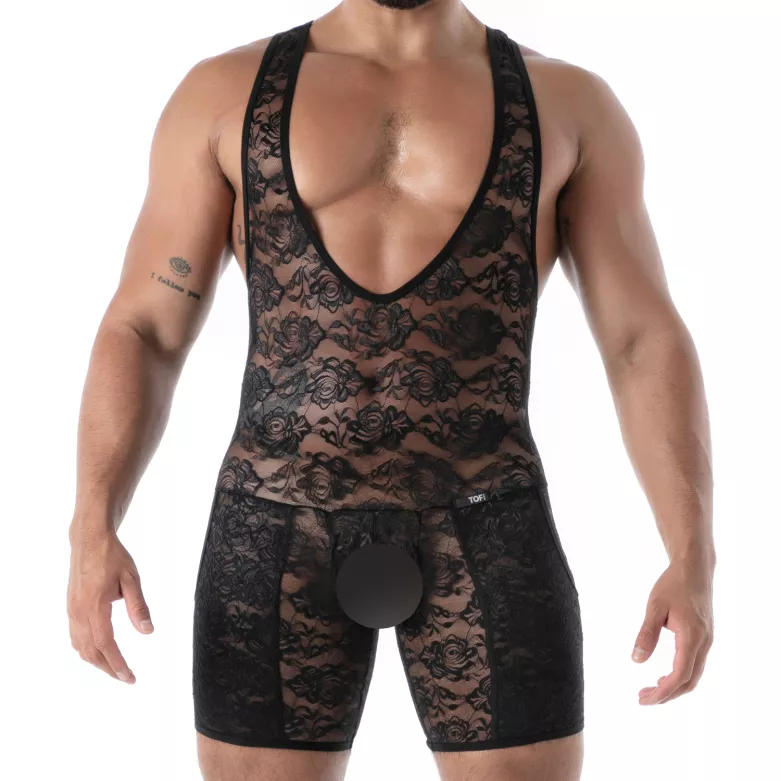 The fluid lace pocket open wrestling body black by TOF Paris