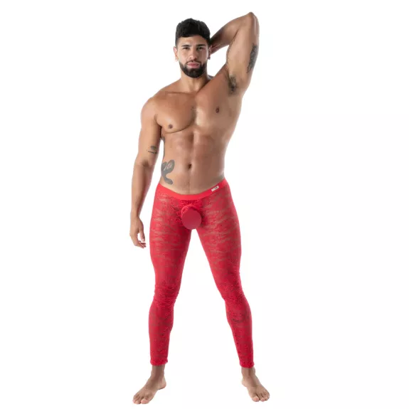 Legging Ouvert En Dentelle Rouge