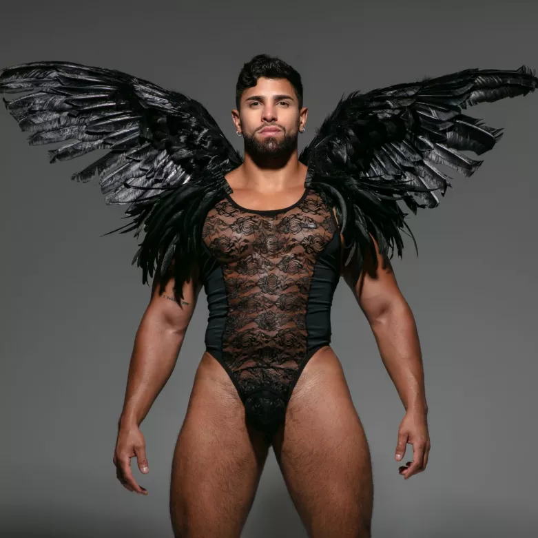 Body String En Dentelle Noir Pour Homme | Lingerie Sexy TOF Paris