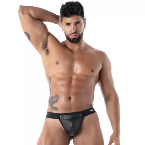 Neoprene Snap Thong Black
