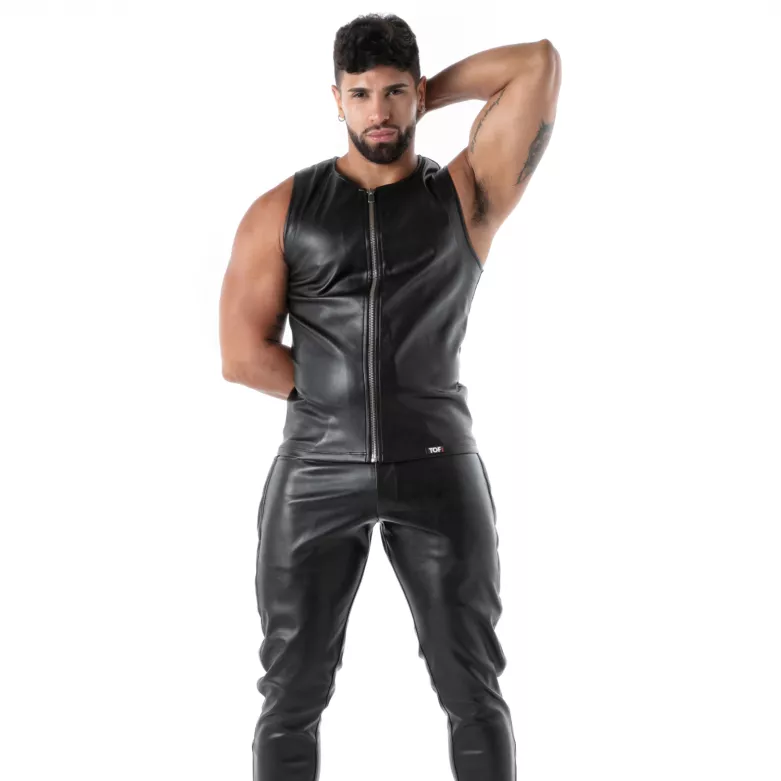 Black Sexy Men’s Tank Top – Metal Zip | TOF Paris