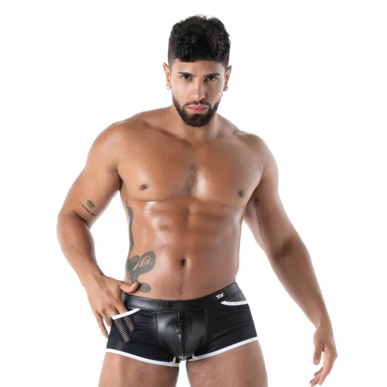 Kinky Full Zip Trunk Black White