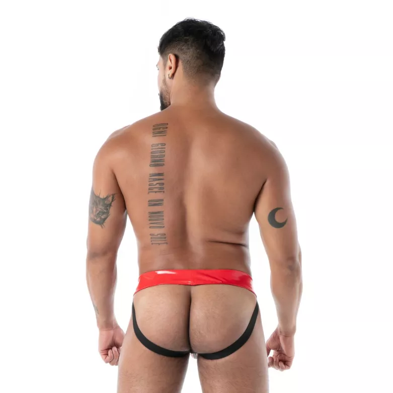 Jock Zippé En Latex Seconde Peau Rouge | Fetishwear Audacieux | TOF Paris