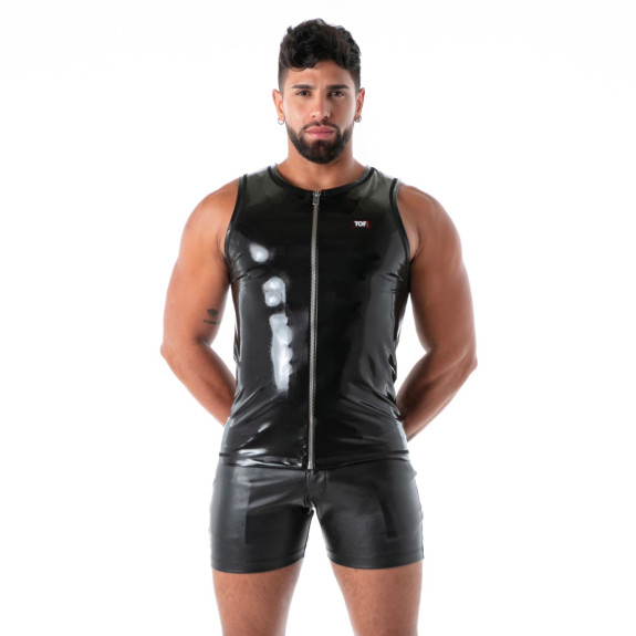 Latex Zip Tank Top Seconde Skin Black