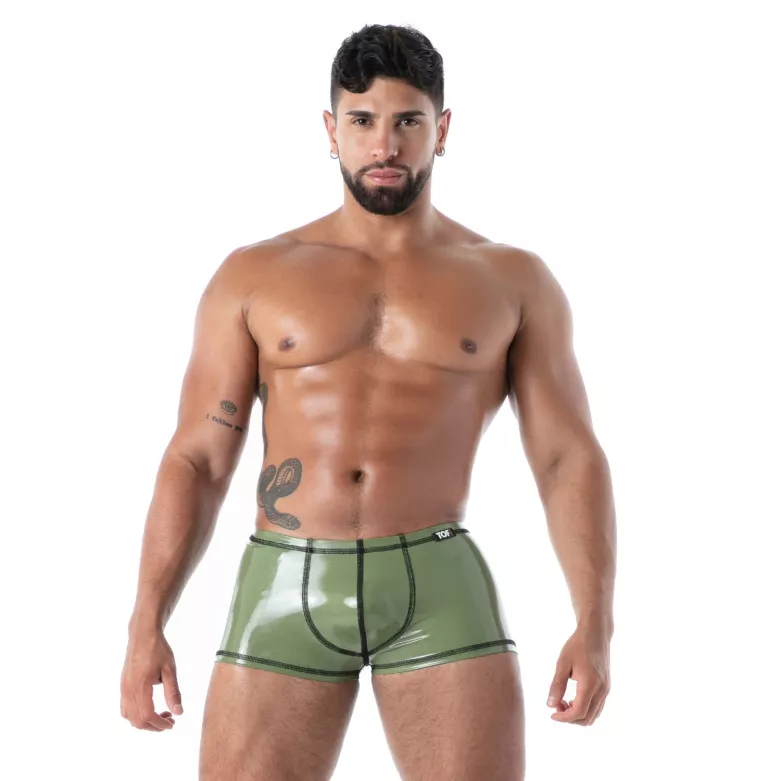 Boxer Latex Seconde Peau Kaki | Sexy Men’s Fetishwear | TOF Paris