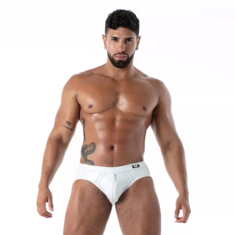 Slip Ouvert en Latex Seconde Peau Blanc | Sexy Men’s Underwear | TOF Paris