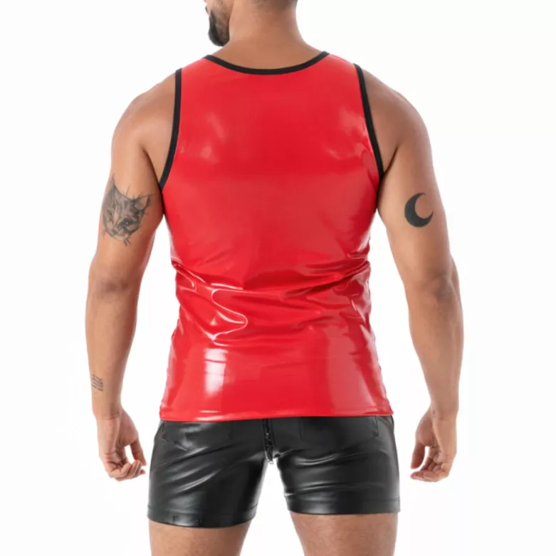 Débardeur Latex Seconde Peau Rouge De Dos