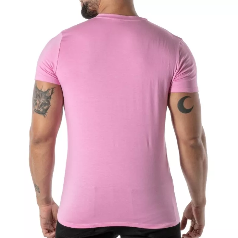 T-Shirt Coloré à Col V Rose - T-shirts homme tendance | TOF Paris