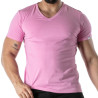 T-Shirt Coloré à Col V Rose - T-shirts homme tendance | TOF Paris