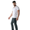 T-Shirt Coloré à Col V Blanc - T-shirts homme casual haut de gamme | TOF Paris