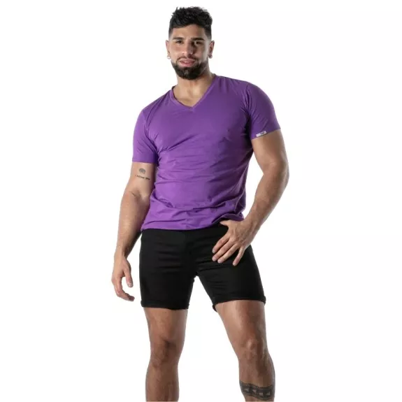 T-Shirt Coloré à Col V Violet - T-shirts homme tendance | TOF Paris