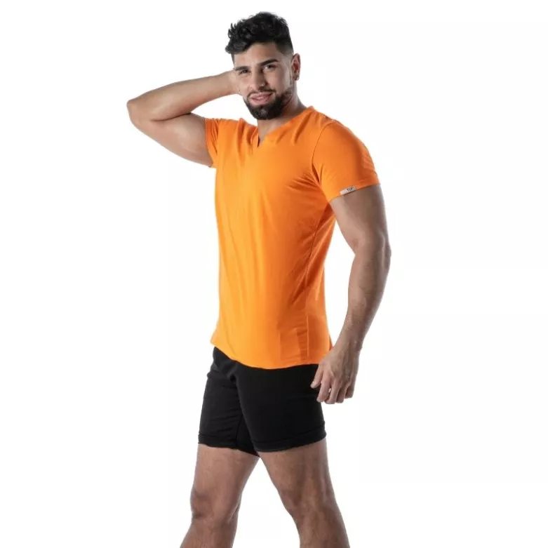 Orange V-Neck Colorful T-Shirt - Men's Casual Fashion | TOF Paris