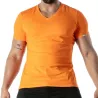 T-Shirt Coloré à Col V Orange