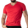 T-Shirt Coloré à Col V Rouge - T-shirts homme tendance en France | TOF Paris