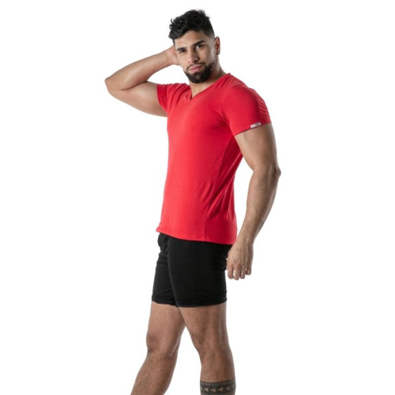 Colorful V T-shirt Red