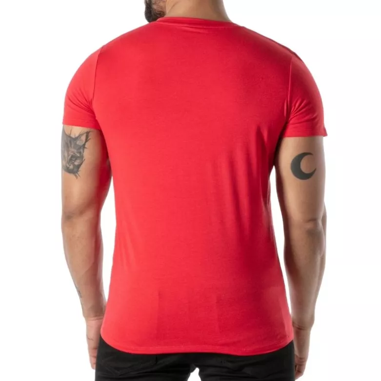 Red V-Neck Colored T-Shirt - Men's Casualwear & Style | TOF Paris