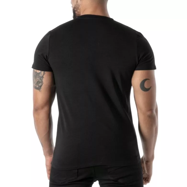 Colorful V-Neck T-Shirt in Black - Men's Casual & Streetwear | TOF Paris