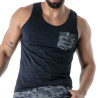 Navy Blue Camo Tank Top - Men's Casual Wear | TOF Paris