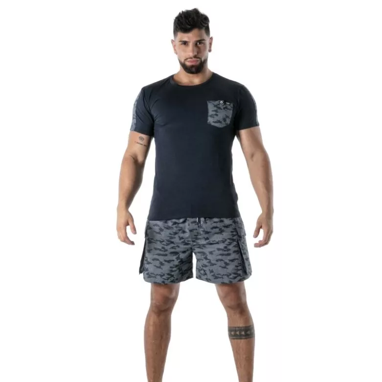 T-Shirt Camo Bleu Marine - T-shirt homme élégant et audacieux | TOF Paris