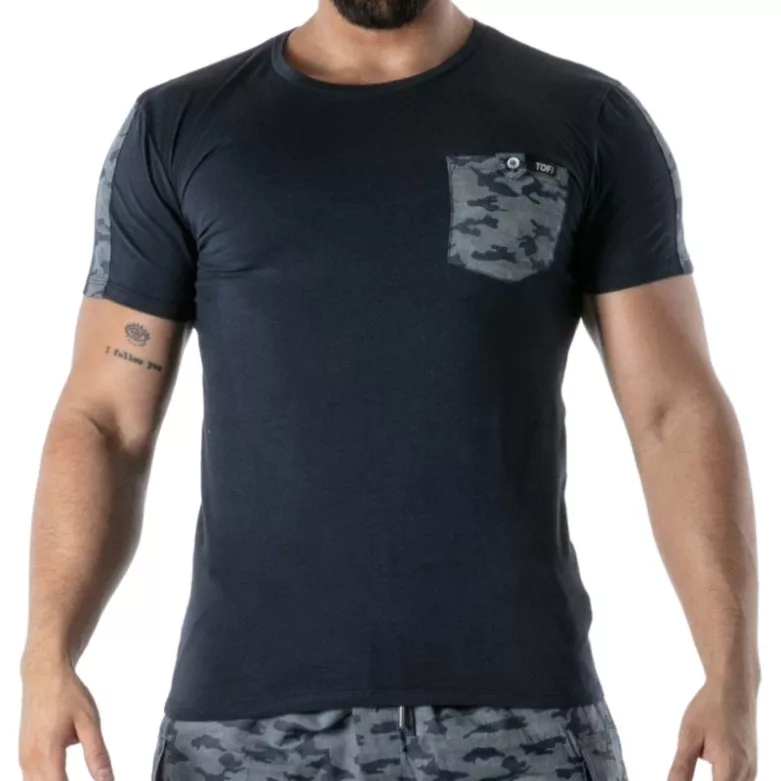 T-Shirt Camo Bleu Marine - T-shirt homme élégant et audacieux | TOF Paris