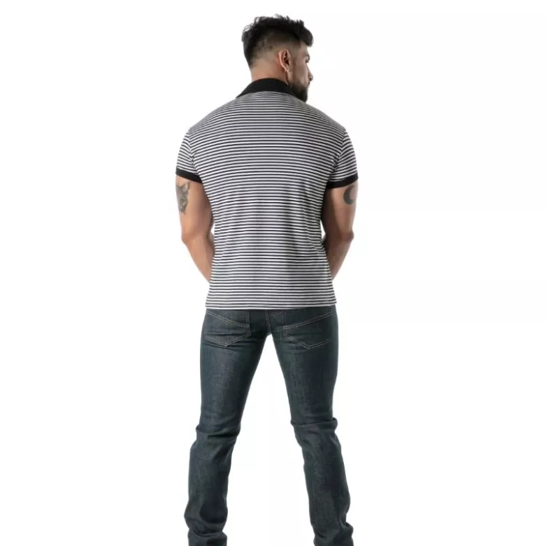 Polo à Rayures Bleu Marine - Men's Casual Polo Shirt | TOF Paris