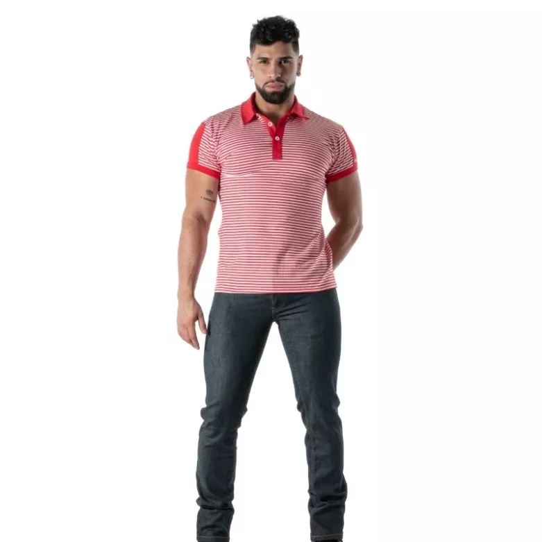 Red Striped Polo - Men's Casual Polo Shirt | TOF Paris
