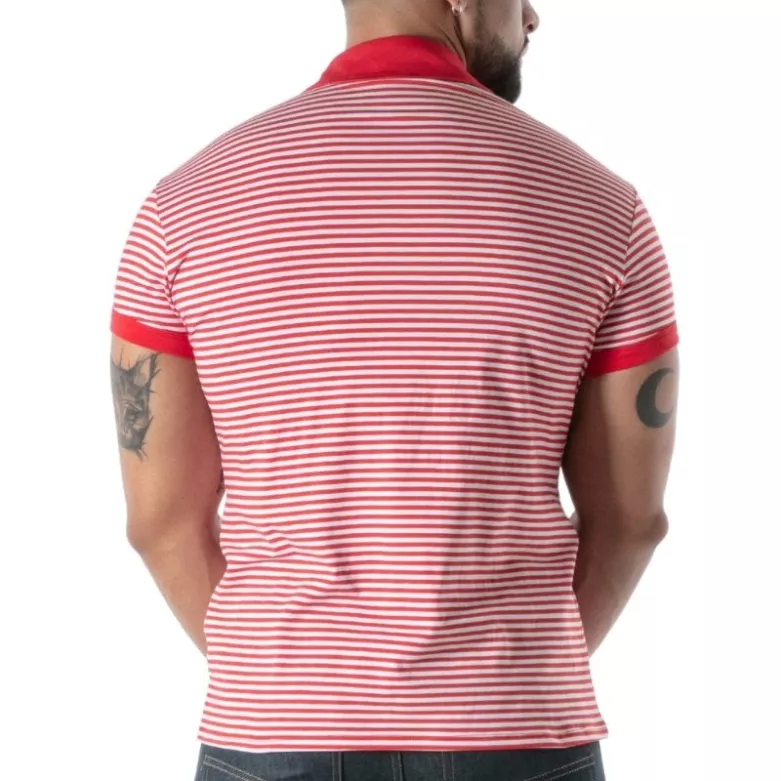 Polo à Rayures Rouge - Men's Polo Shirt Casual Fashion | TOF Paris
