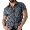 Short-sleeved blue camouflage shirt - Men's casualwear & street style | TOF Paris