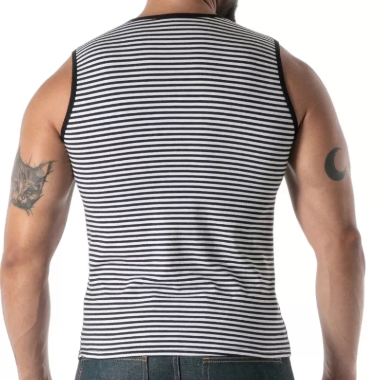 Black Striped Tank Top - Men's Casual Fashion | TOF Paris