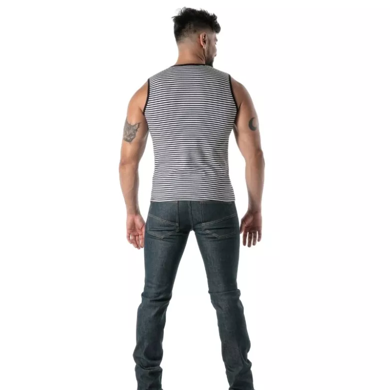 Black Striped Tank Top - Men's Casual Fashion | TOF Paris
