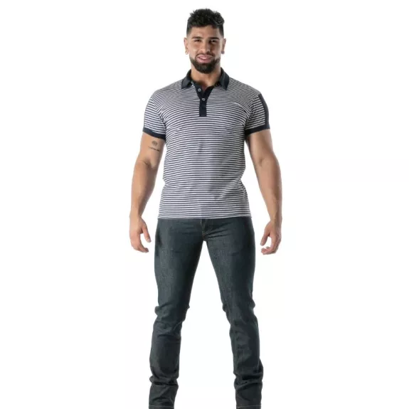 Polo à Rayures Bleu Marine - Men's Casual Polo Shirt | TOF Paris