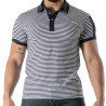 Navy Blue Striped Polo - Men's Casual & Polo Shirts | TOF Paris