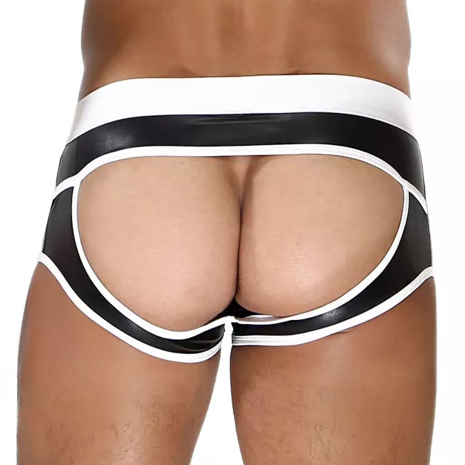 Fetish Bottomless Boxers Brief Black/White