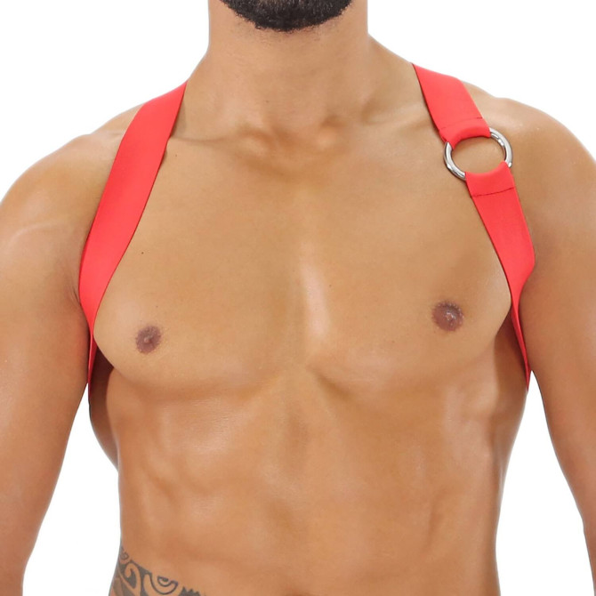 Red Double Chest Body Harness Mens