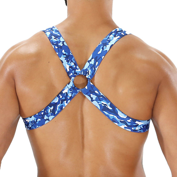 Harnais Elastique Fetish Camouflage Bleu