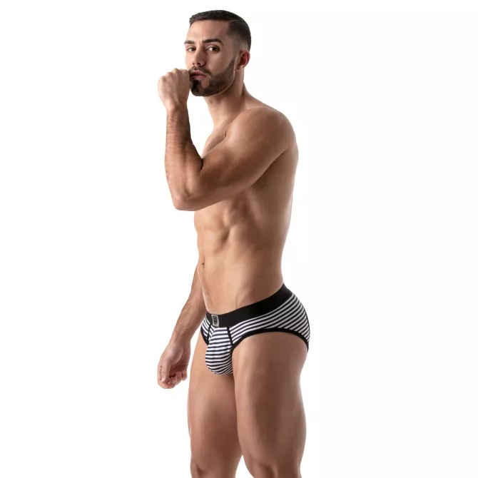 Stripes Push-up bottomless briefs Navy-Black