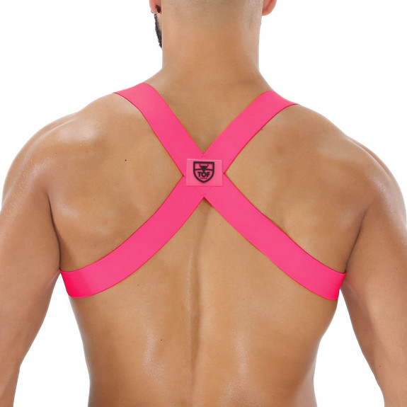 Harnais Elastique Party Boy Rose fluo