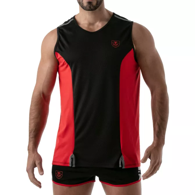 Debardeur protection totale noir/rouge