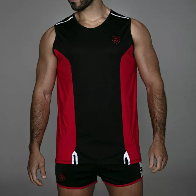 Debardeur protection totale noir/rouge