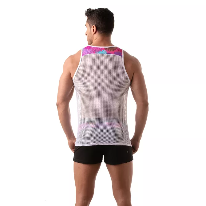Floral Mesh Tank Top Pink