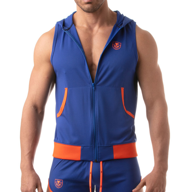 Mesh Sleeveless Hoodie - Royal Blue