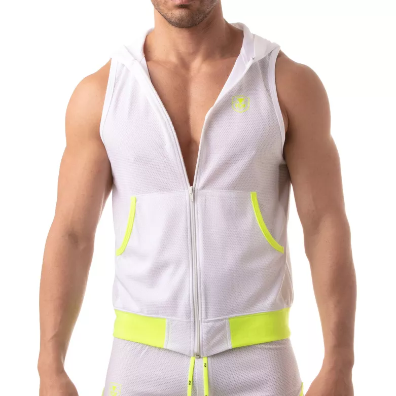 Veste à capuche sans manche - Blanc