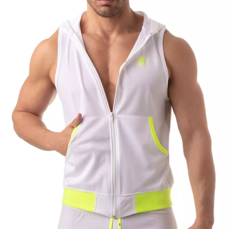 Veste à capuche sans manche - Blanc