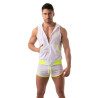 Mesh Sleeveless Hoodie - White