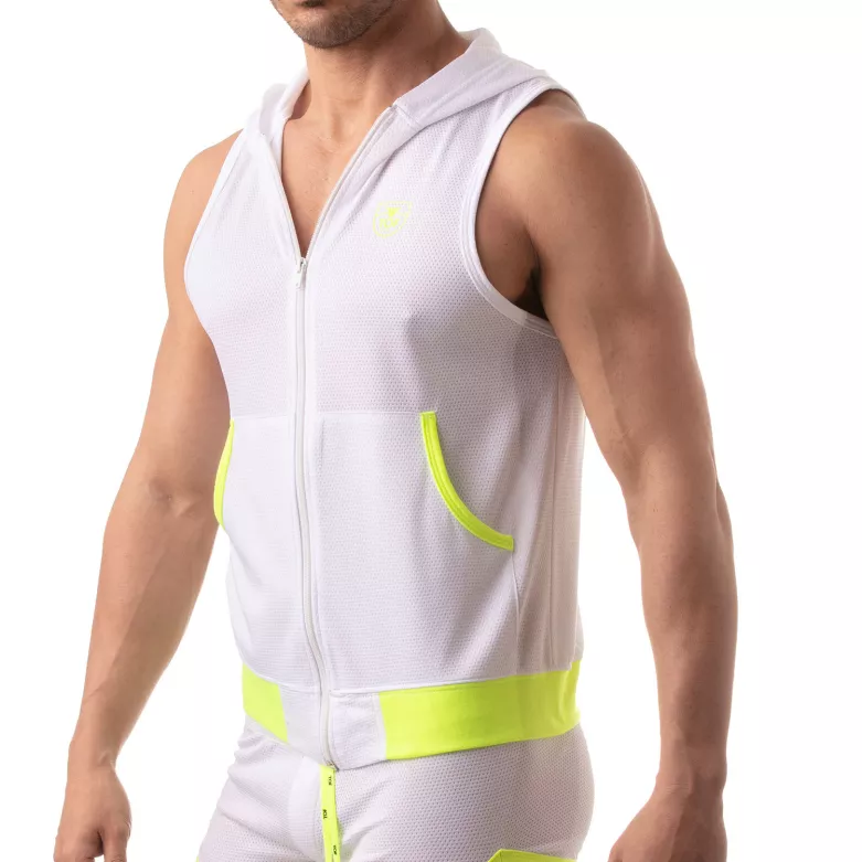 Veste à capuche sans manche - Blanc
