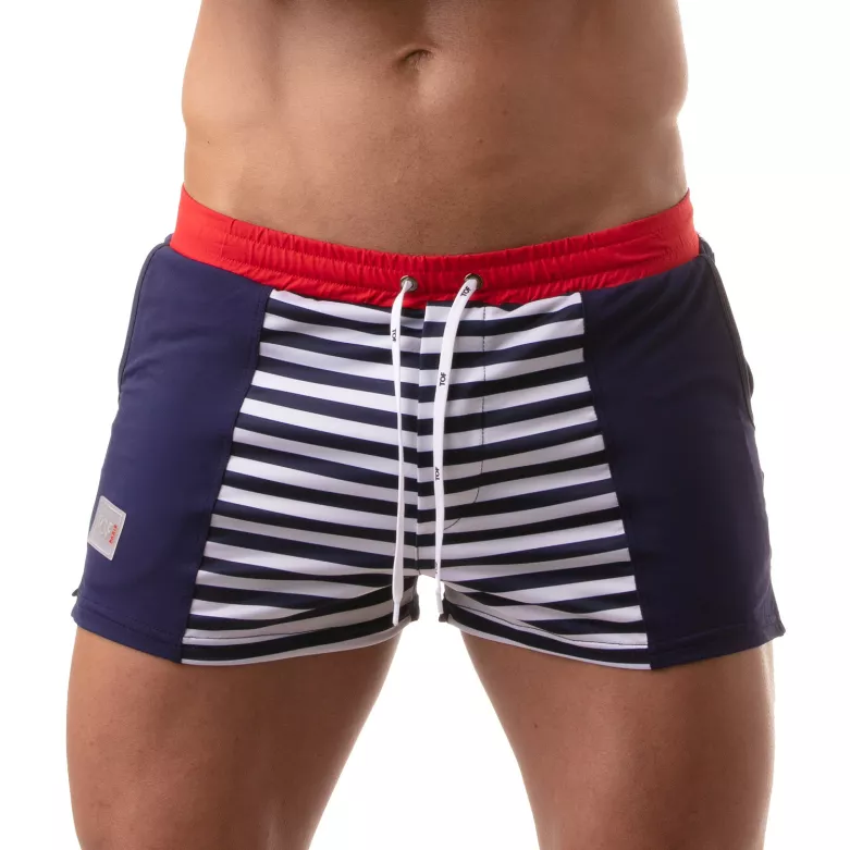Bermuda de bain Iconic - Marinière bleu
