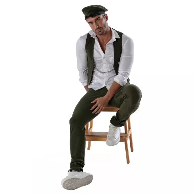 Reversible beret - White and khaki