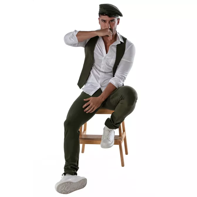 Reversible beret - White and khaki