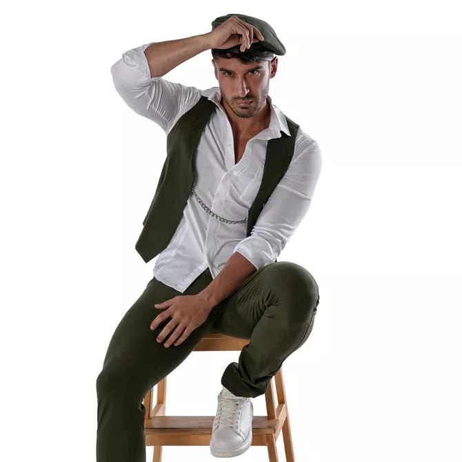 Reversible beret - White and khaki