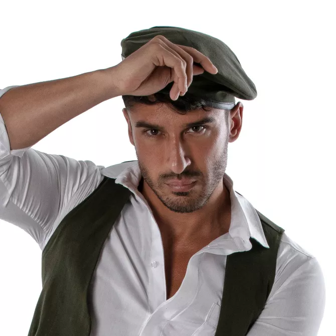 Reversible beret - White and khaki